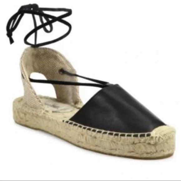 Black Leather Lace Up Soludos sz 8.5